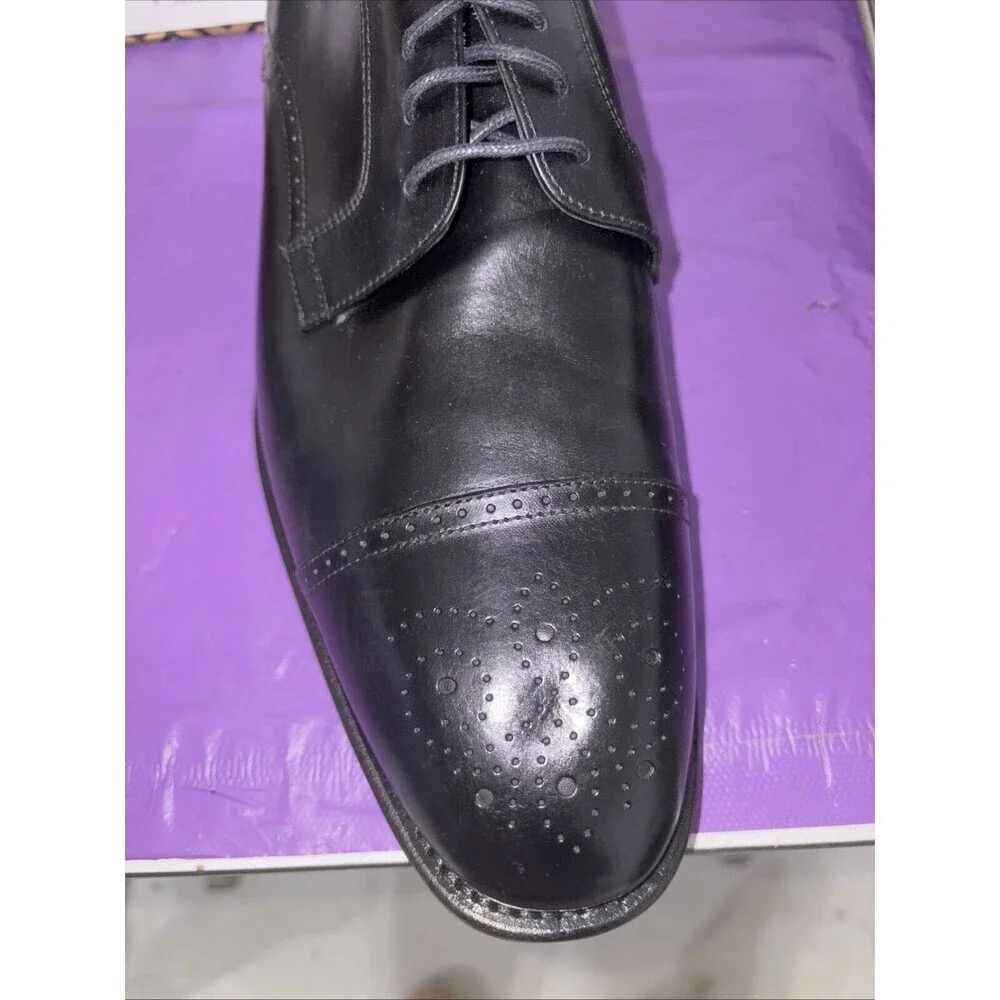 Johnston & Murphy Ellsworth Cap Toe Made in Italy Blk‎ Calfskin Leather 11.5M